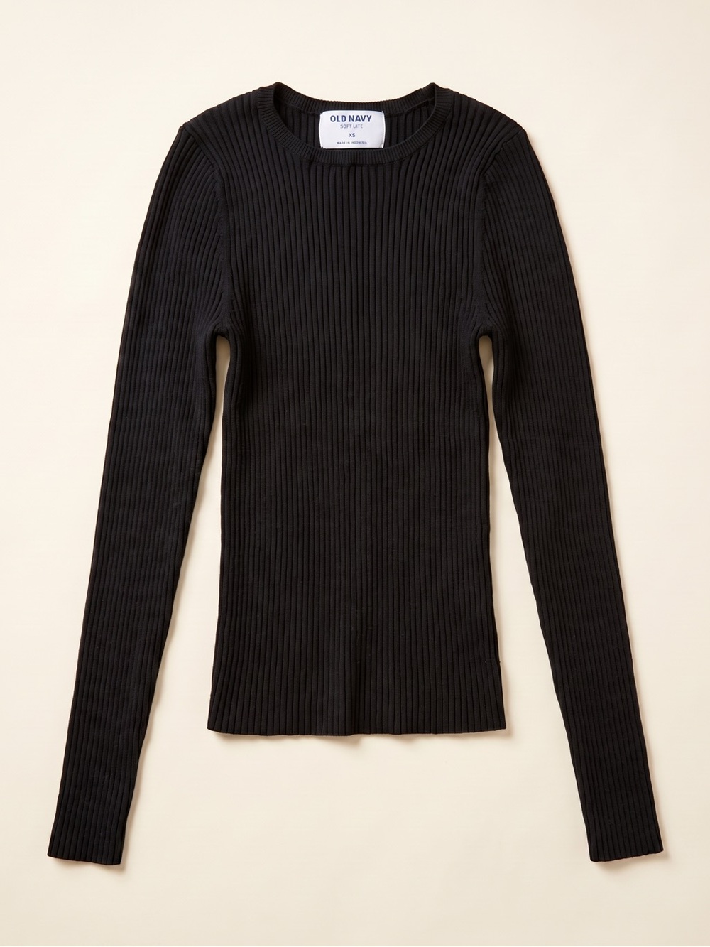 Old Navy Black Ribbed Slim-Fit Long-Sleeve Tee